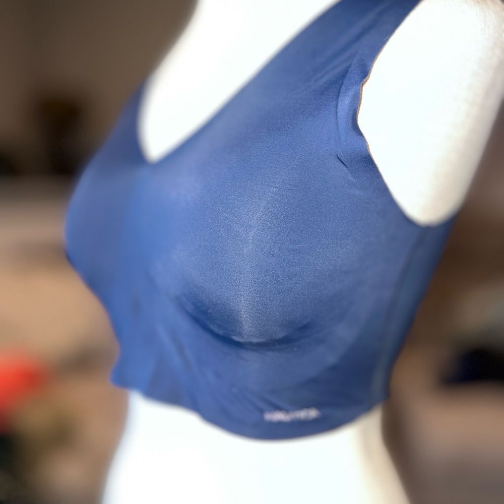 Nautica Intimates Wireless Lounge Bralette Navy Blue Seamless V-Neck Comfort Med - Picture 3 of 7